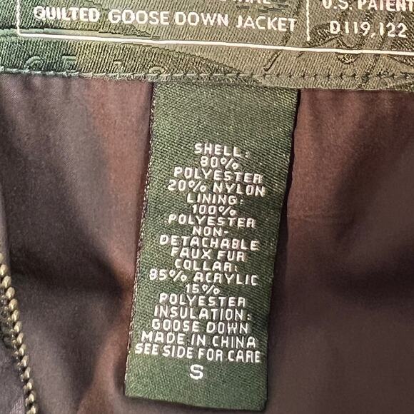 EDDIE BAUER Brown Quilted Puffer Down Vest with Faux Fur Collar Women’s Sz Small - Picture 6 of 6